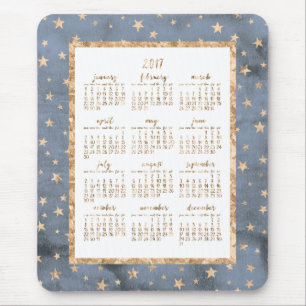 Gold Foil Stars Jährlicher Kalender 2017 Mouse Pad Mousepad