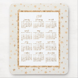 Gold Foil Stars Kalender 2017 Mouse Pads Creme Mousepad