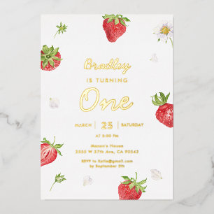 Gold Foil Strawberry Girl Folieneinladung