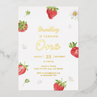 Gold Foil Strawberry Girl Folieneinladung