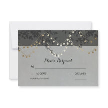 Gold Foil String Lights Hochzeit RSVP Cards