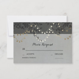 Gold Foil String Lights Hochzeit RSVP Cards Karte