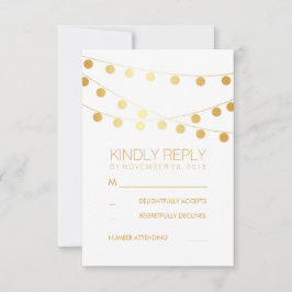 Gold Foil String Lights Moderne Hochzeitsradarkart RSVP Karte