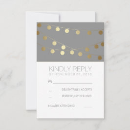 Gold Foil String Lights Moderne Hochzeitsradarkart RSVP Karte