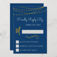 Gold Foil String Lights & Script UAWG Reply Card