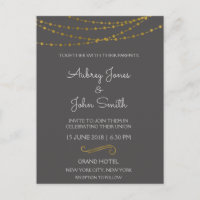 Gold Foil String Lights und Script Wedding
