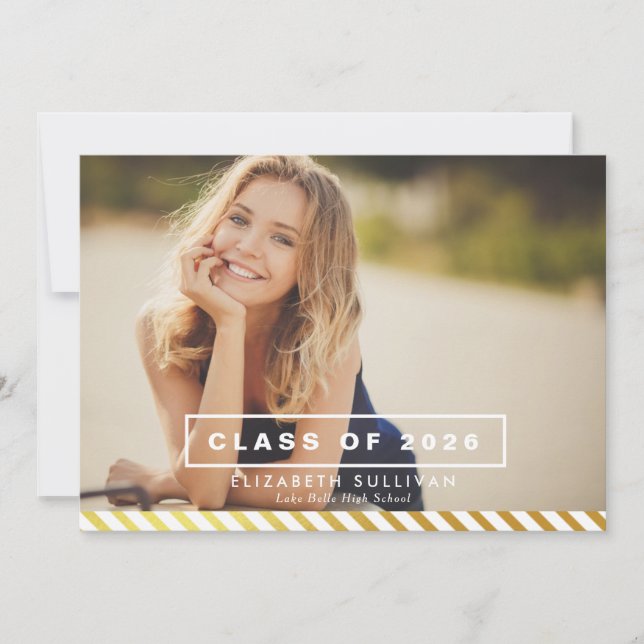 GOLD FOIL STRIPES | EINLADUNG DER SCHULAGSPARTEI (Vorderseite)