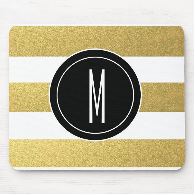 GOLD FOIL STRIPES | SCHWARZMONOGRAMM MOUSEPAD (Vorne)