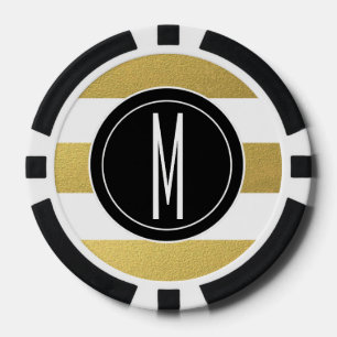 GOLD FOIL STRIPES SCHWARZMONOGRAMM POKERCHIPS