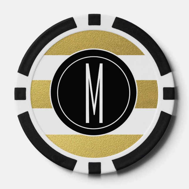 GOLD FOIL STRIPES | SCHWARZMONOGRAMM POKERCHIPS (Vorderseite)