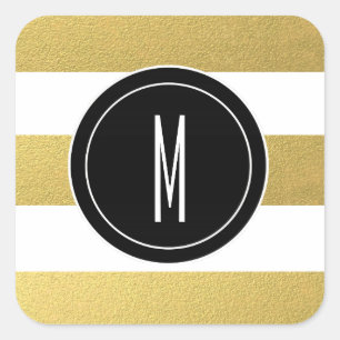 GOLD FOIL STRIPES   SCHWARZMONOGRAMM QUADRATISCHER AUFKLEBER