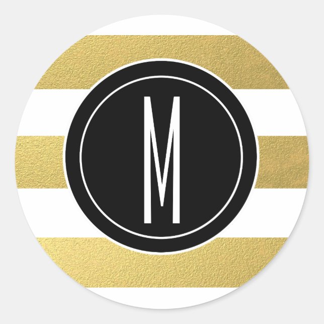 GOLD FOIL STRIPES | SCHWARZMONOGRAMM RUNDER AUFKLEBER (Vorderseite)