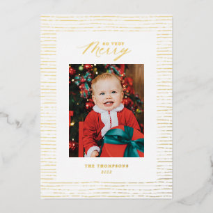 Gold Foil Striping so sehr Merry Foto Holiday Card Folien Feiertagskarte