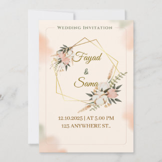 Gold Foil Style Wedding Invitation | Elegant Scrip Feiertagskarte