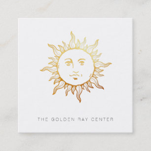 ~ Gold Foil Sun Face Vintag Spirituelle Center  Quadratische Visitenkarte