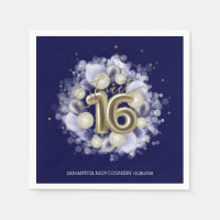 Gold Foil Sweet 16 Bday Balloons Party Royal Blue