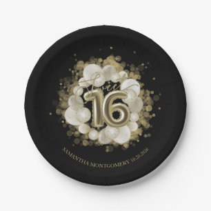 Gold Foil Sweet 16 Birthday Balloons Party Black Pappteller