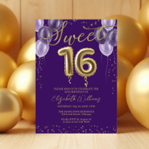 Gold Foil Sweet 16 Birthday Balloons Party Lila