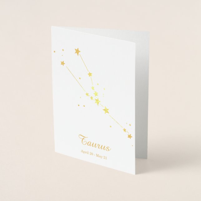 Gold Foil TAURUS Zodiac Sign Constellation Folienkarte (Vorderseite)