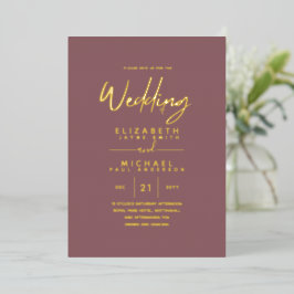 GOLD FOIL Text Dusty Rose Pink Wedding Elegant Folieneinladung