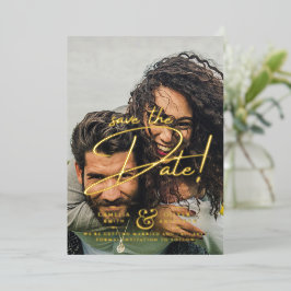 GOLD FOIL Text Foto Overlay Save the Date modern Folieneinladung