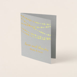 Gold Foil Twinkle Lights on Grau Dankeschön Karte