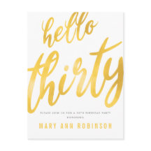 Gold Foil Typ 30. Geburtstag Party Einladung