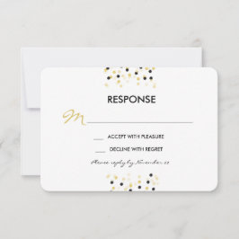 Gold Foil und Black Confetti Dots Wedding RSVP Karte