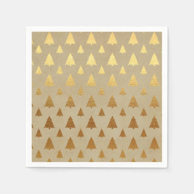 Gold Foil und Kraft Papier Rustikaler Weihnachtsba Serviette (Vorderseite)