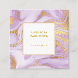 *~* Gold Foil Veins Lavendel Marmor Chic Trendy Quadratische Visitenkarte