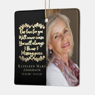 Gold Foil Vermisst Piece Memorial Foto Achtung Keramikornament