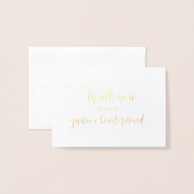 Gold Foil Vielen Dank Junior Bridesmaid Vielen Dan Folienkarte (Vorderseite mit Umschlag)
