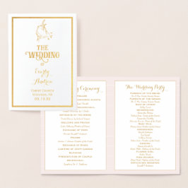 Gold Foil Vintag Hummingbird WEDDING PROGRAMM