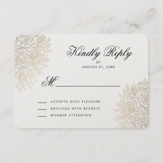 Gold Foil Vintag Lace Elegante RSVP Card