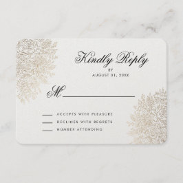 Gold Foil Vintag Lace Elegante RSVP Card Karte