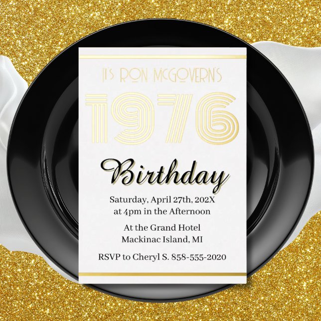 Gold Foil Vintage 1976 Rectangular 50th Birthday  Folieneinladung (Von Creator hochgeladen)
