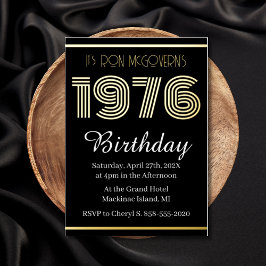 Gold Foil Vintage 1976 Rectangular 50th Birthday Folieneinladung