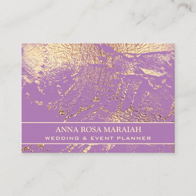 ** Gold Foil Violet Schöne Hochzeit Elegante Visitenkarte (Vorderseite)