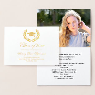Gold Foil Wappen Foto Abschluss Einladung