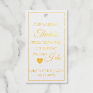 Gold Foil Warmest Danke, dass ich Hochzeit mache Geschenkanhänger