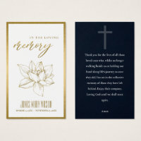 GOLD FOIL WASSTER LILY BEILEID MEMORIY PRAYER CARD