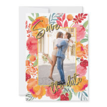 Gold Foil & Watercolor Blume Speichern Sie die Dat