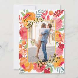 Gold Foil & Watercolor Blume Speichern Sie die Dat Save The Date