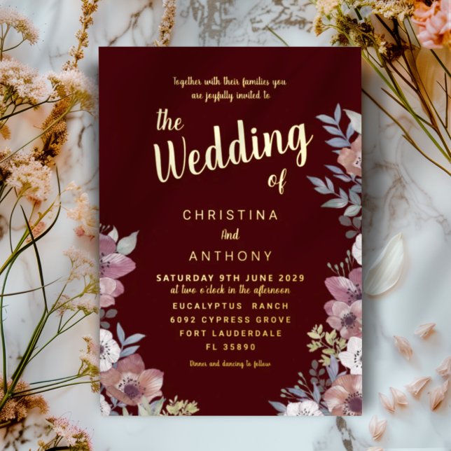 Gold Foil Watercolor Floral Wedding Invitation Folieneinladung (Von Creator hochgeladen)