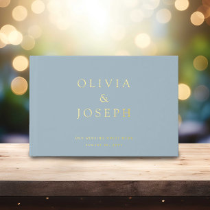 Gold Foil Wedding Custom Dusty Blue Gästebuch