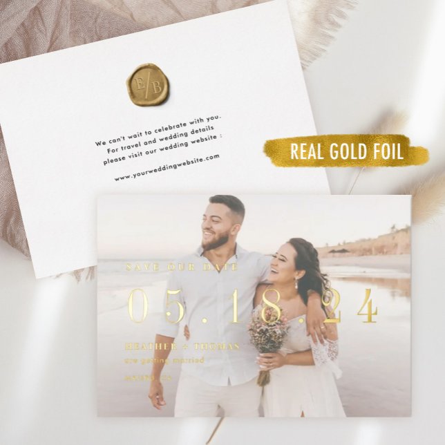 Gold Foil Wedding Einzigartige Moderne Rette unser Folieneinladung (Von Creator hochgeladen)