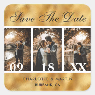 Gold Foil Wedding Foto Save the Date Stickers