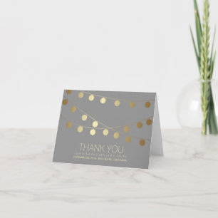 Gold Foil Wedding Lights Thank You Dankeskarte