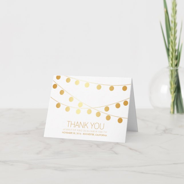 Gold Foil Wedding Lights Vielen Dank Dankeskarte (Vorderseite)
