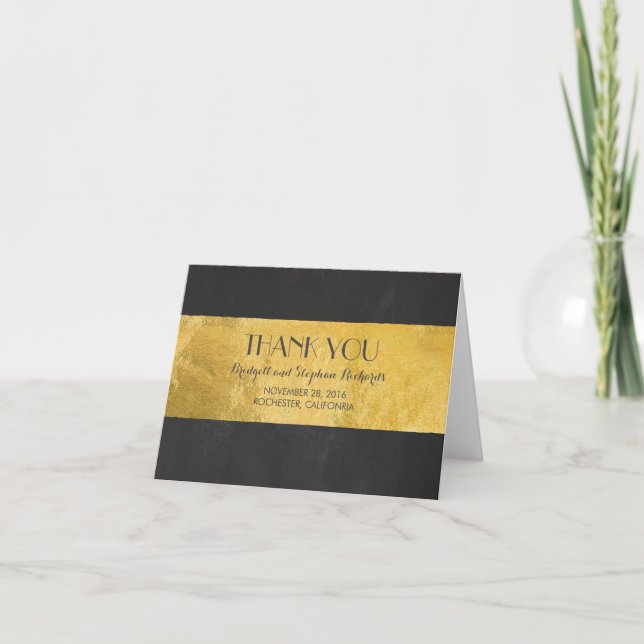 Gold Foil Wedding Modern Vielen Dank Dankeskarte (Vorderseite)